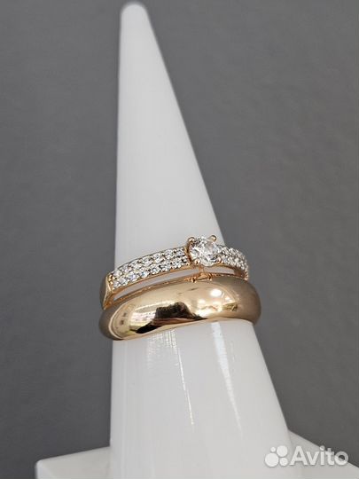 Золотое кольцо с фианитами
