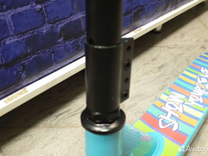 Трюковой самокат металл синий