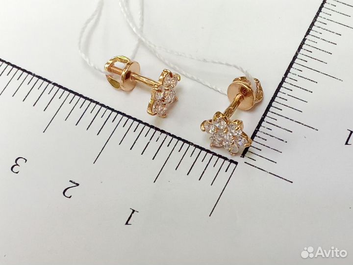 Серьги с синтетическим камнем Золото