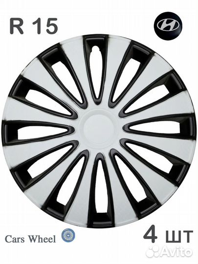 Колпаки r15 CW GMK белый SB Hyundai black р15 4шт