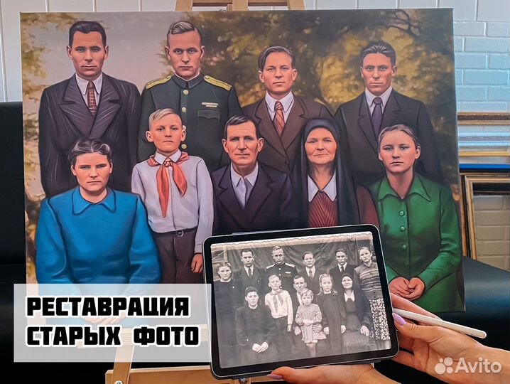 Портрет по фото на холсте в Москве