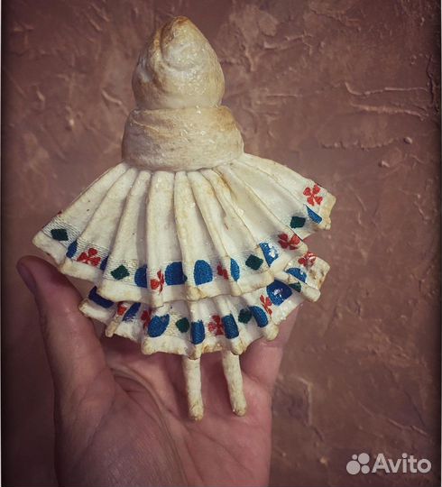 Ватные игрушки Коломбины в ретро стиле