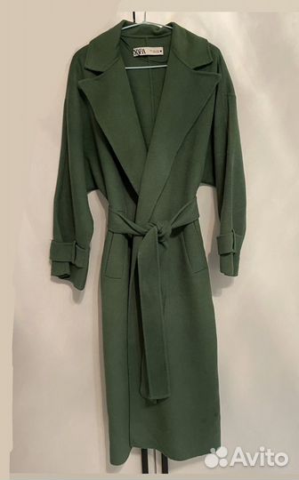 Зеленое пальто zara, размер s