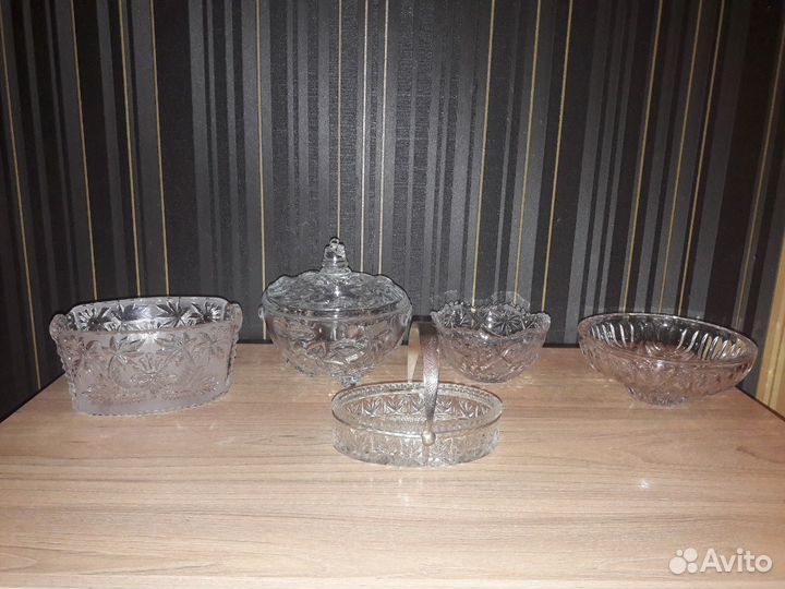 Вазы, конфетница хрустальные, новые