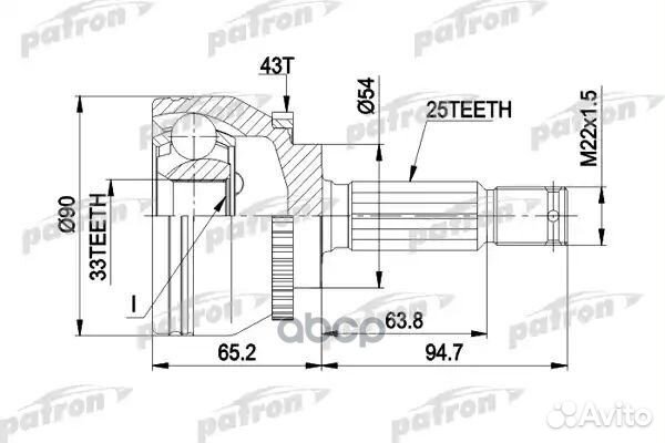 Шрус наружн к-кт A:25 B:33 D: 54 ABS:43 mitsu