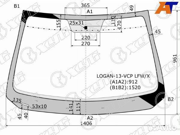 Стекло лобовое dacia logan