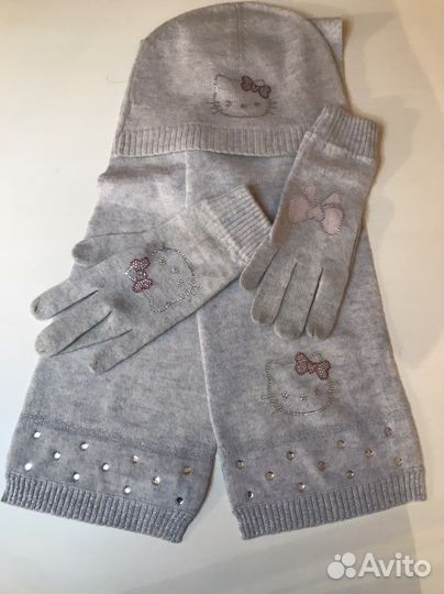 Оригинал Hello Kitty шапка, шарф, перчатки