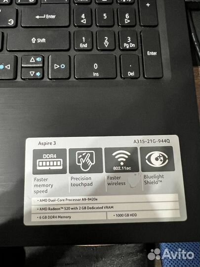 Ноутбук Acer aspire 3 A315-21G-944Q + SSD