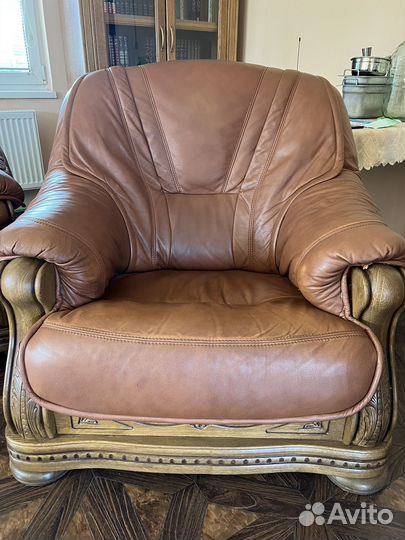 Диван кресло Верди люкс Массив дуба Кожа