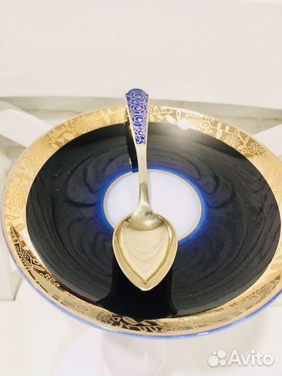 Серебро Золото Эмаль СССР Чайная ложка