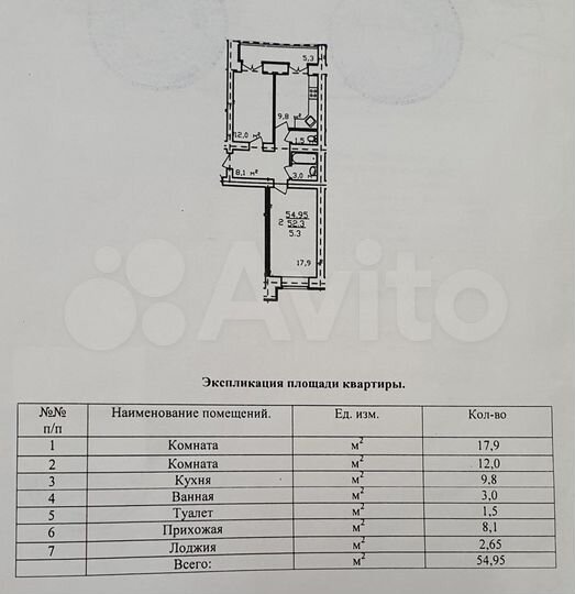 2-к. квартира, 52,5 м², 6/14 эт.