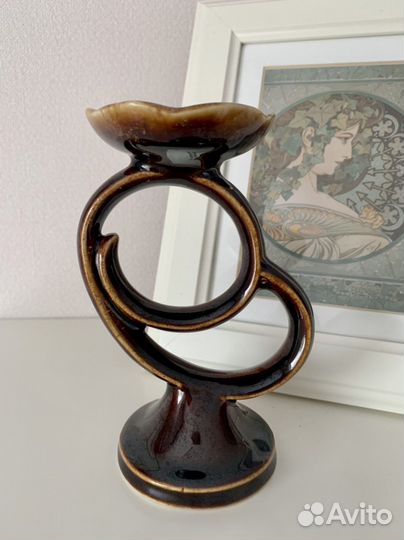 Подсвечник, обливная керамика, ссср, 1970-1990 гг