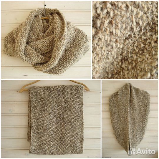 Новый Вязаный Снуд из твида Мериноса Кашемира