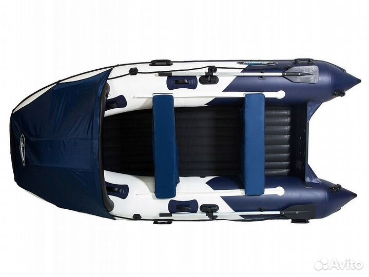 Моторная лодка пвх gladiator E380PRO бело-синяя