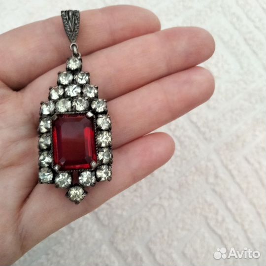 Антиквариат подвеска серебро рубин