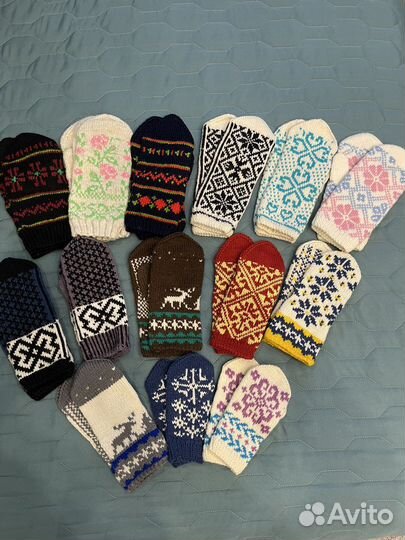 Варежки вязаные ручной работы