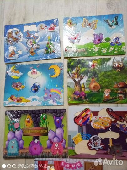 Деревянные пазлы вкладыши сортер новые