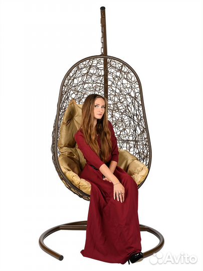 Кресло подвесное Easy brown, коричневая подушка