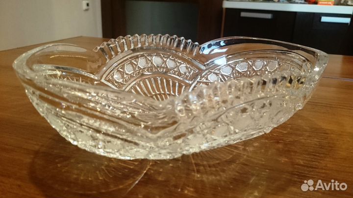 Ваза для фруктов, салатов, ладья. Чешский хрусталь