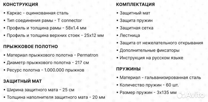 Батут с сеткой Ametist 8ft (252 см.) 120 кг