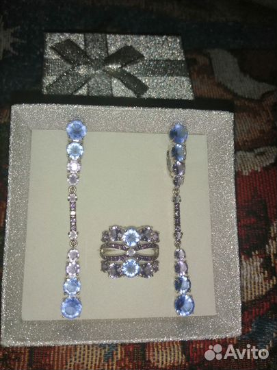 1.Серебро набор комплект. 2.Серьги с топазами