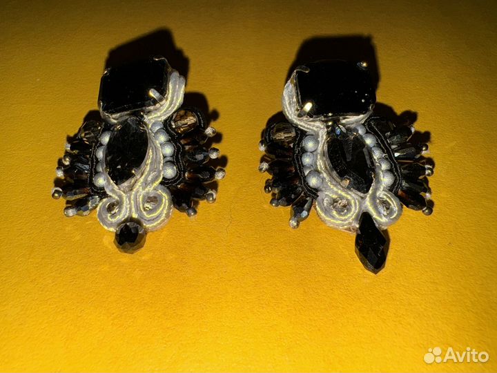 Серьги Jaffrey DE Marenta черного цвета