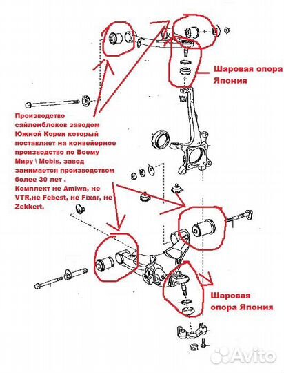 Комплект сайлентб. задней подвески Land Cruiser