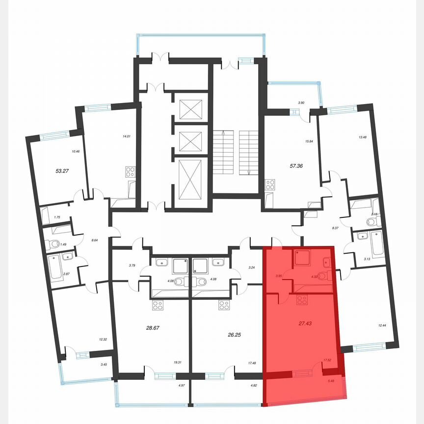 Квартира-студия, 31,3 м², 17/22 эт.