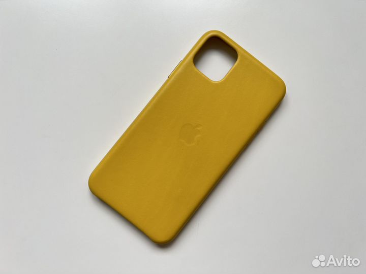 Чехол для iPhone 11 pro max кожаный желтый