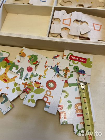 Деревянные пазлы Fisher Price в коробке 3+