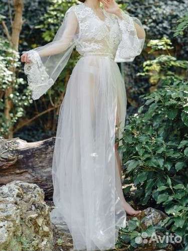 Халат женский шелковый, будуарный