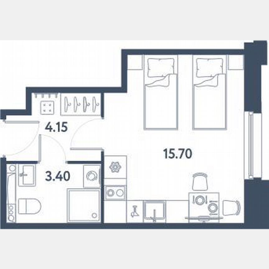 Апартаменты-студия, 23,3 м², 7/16 эт.