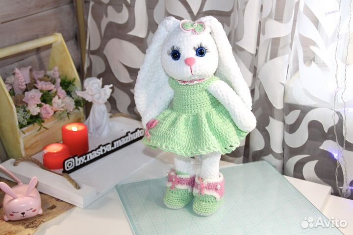 Именная, плюшевая зайка. Зайчик