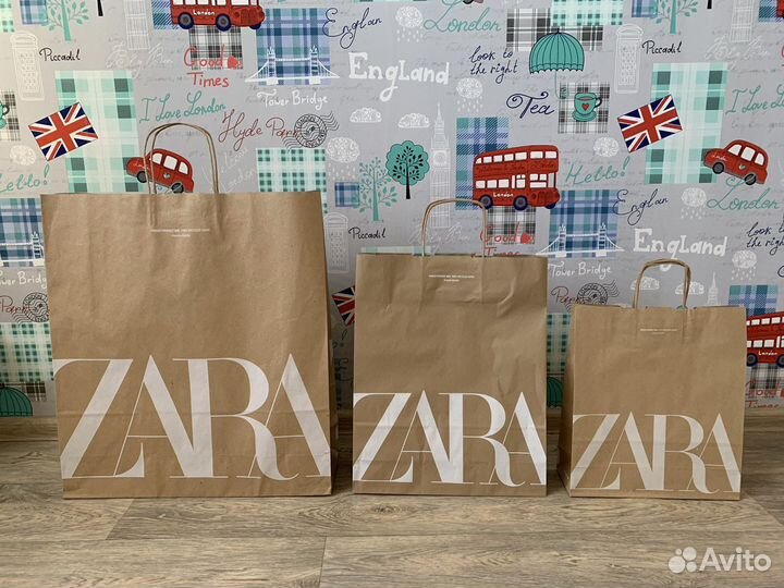 Пакеты Zara бумажные крафт новые