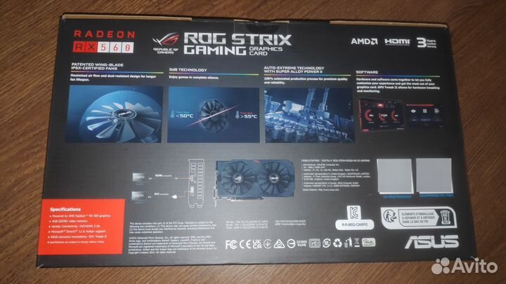 Видеокарта Asus rx560 4gb