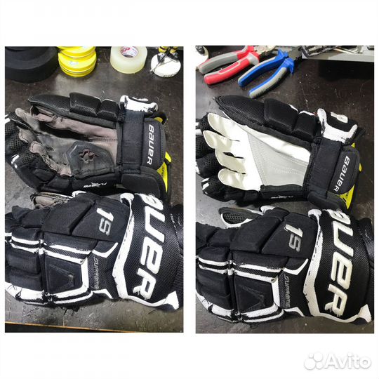 Ремонт хоккейных перчаток краг и формы