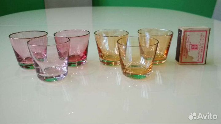 Стопки из цветного стекла 3 шт