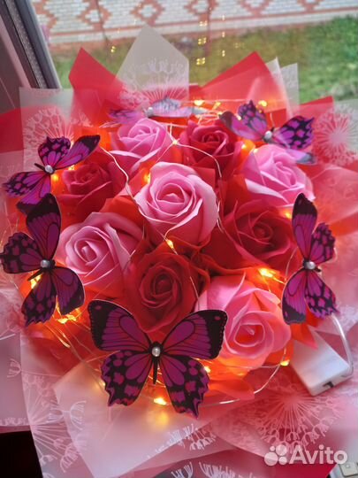 Букет из мыльных роз