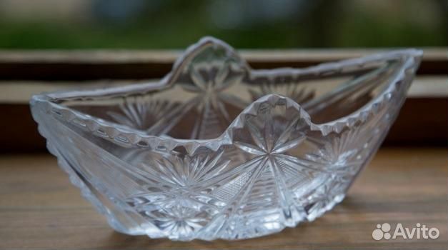 Винтаж хрустальная ваза- салатница Ладья СССР