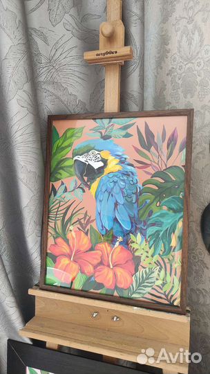Картина с попугаем ара