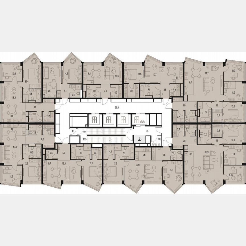 2-к. квартира, 55,9 м², 32/39 эт.