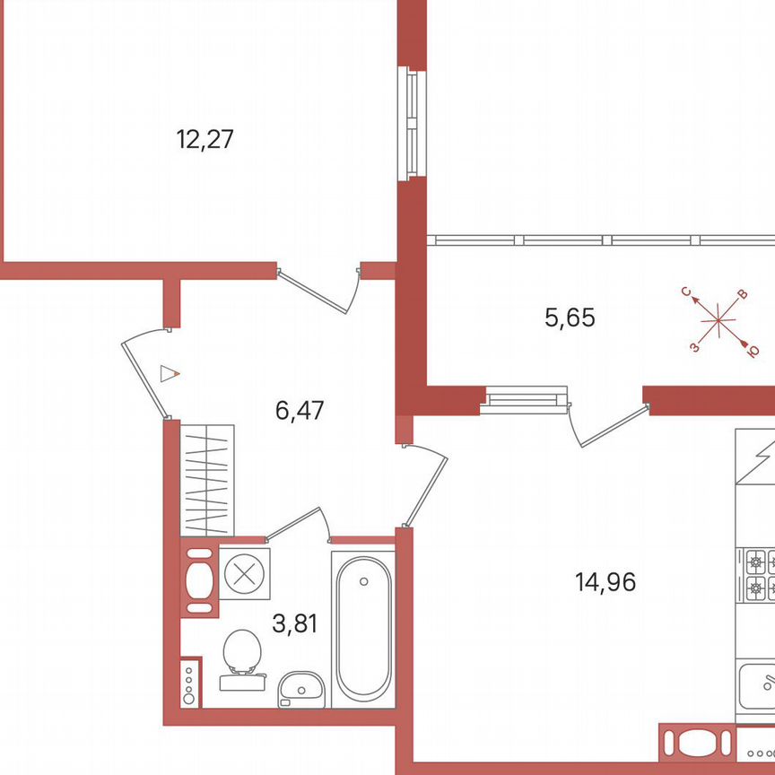 1-к. квартира, 40,3 м², 4/11 эт.