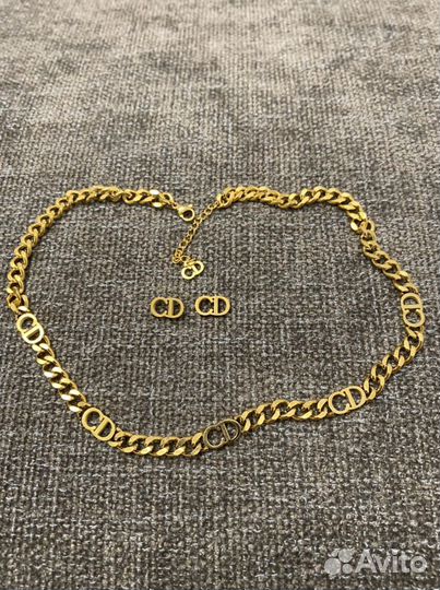 Комплект серьги и чокер Dior