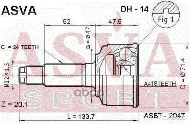 ШРУС daihatsu наружн. 19x47x24 DH14 asva