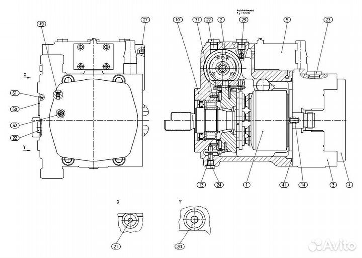 Ведущий вал T21-T21 L243.5 для Rexroth A10VG63