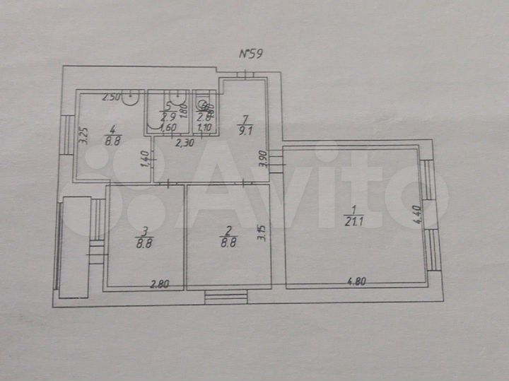 3-к. квартира, 61,5 м², 3/5 эт.