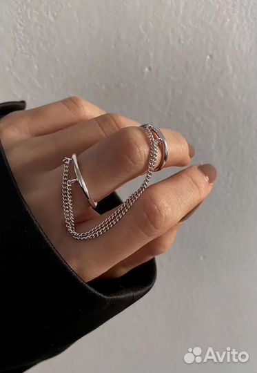 Кольцо двойное на цепочке