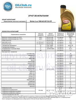 Sintec luxe SAE 10W-40 SL/CF 5л