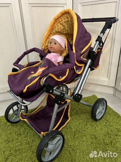 Коляска Demi для кукол 2в1, кукла пупс Глория