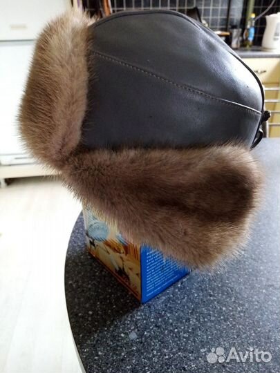 Шапка норка с кожей